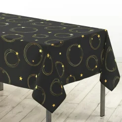 Nappe Et Chemin De Table|Douceur d interieur Nappe de Noël rectangulaire (150 x 240 cm) Star et Or Noir