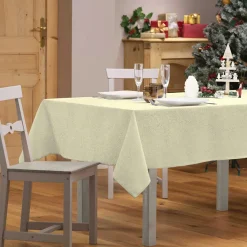 Nappe Et Chemin De Table|Douceur d interieur Nappe de Noël rectangulaire (140 x 240 cm) Strass Or