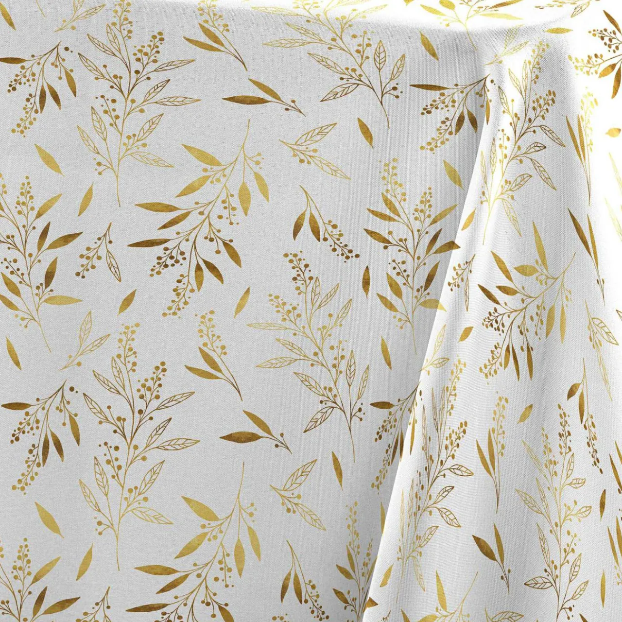 Nappe Et Chemin De Table|Douceur d interieur Nappe de Noël rectangulaire (140 x 240 cm) Naelle et doré Blanc