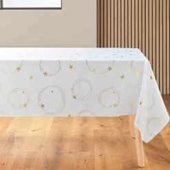 Nappe Et Chemin De Table|douceur d'intu017drieur Nappe de Noël rectangulaire anti tache (150 x 240 cm) Star et doré Blanc