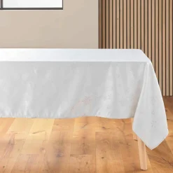 Nappe Et Chemin De Table|Douceur d interieur Nappe de Noël rectangulaire (140 x 300 cm) Flocon d'hiver Blanc