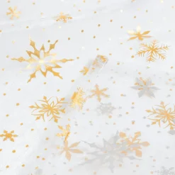 Nappe Et Chemin De Table|JJA Nappe de Noël rectangulaire (140 x 240 cm) Flocon de Neige et or Blanc