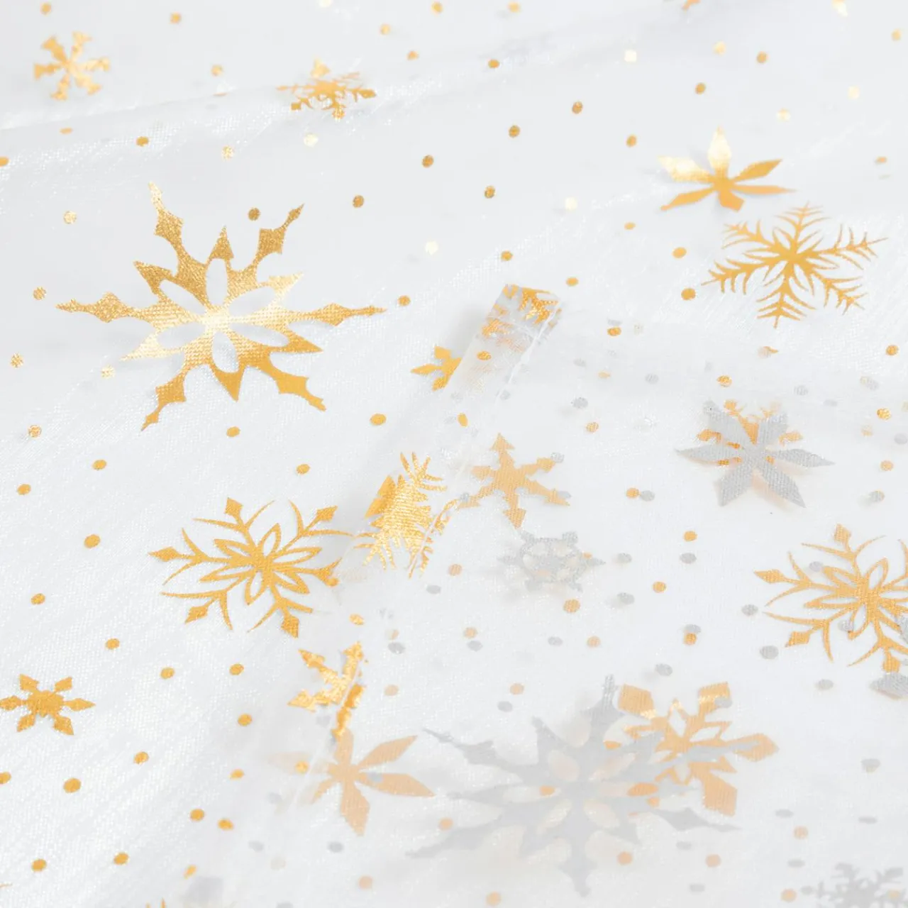 Nappe Et Chemin De Table|JJA Nappe de Noël rectangulaire (140 x 240 cm) Flocon de Neige et or Blanc