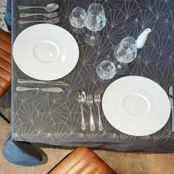 Nappe Et Chemin De Table|L'EFFET PAPILLON Nappe de Noël rectangulaire (145 x 300 cm) Facette Anthracite