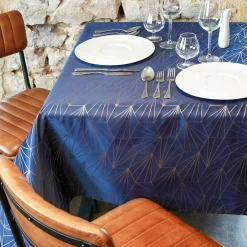 Nappe Et Chemin De Table|L'EFFET PAPILLON Nappe de Noël rectangulaire (145 x 300 cm) Facette Bleu
