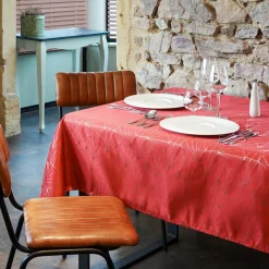 Nappe Et Chemin De Table|L'EFFET PAPILLON Nappe de Noël rectangulaire (145 x 300 cm) Facette Rouge