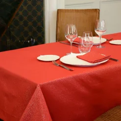 Nappe Et Chemin De Table|L'EFFET PAPILLON Nappe de Noël rectangulaire (150 x 240 cm) Etincelle Rouge