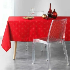 Nappe Et Chemin De Table|DOUCEUR D'INTERIEUR Nappe de Noël rectangulaire (140 x 240 cm) Etoiles Rouge