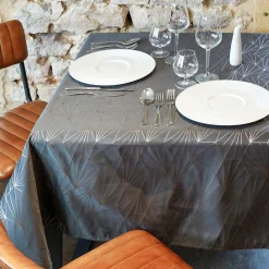 Nappe Et Chemin De Table|L'EFFET PAPILLON Nappe de Noël rectangulaire (145 x 240 cm) Facette Anthracite