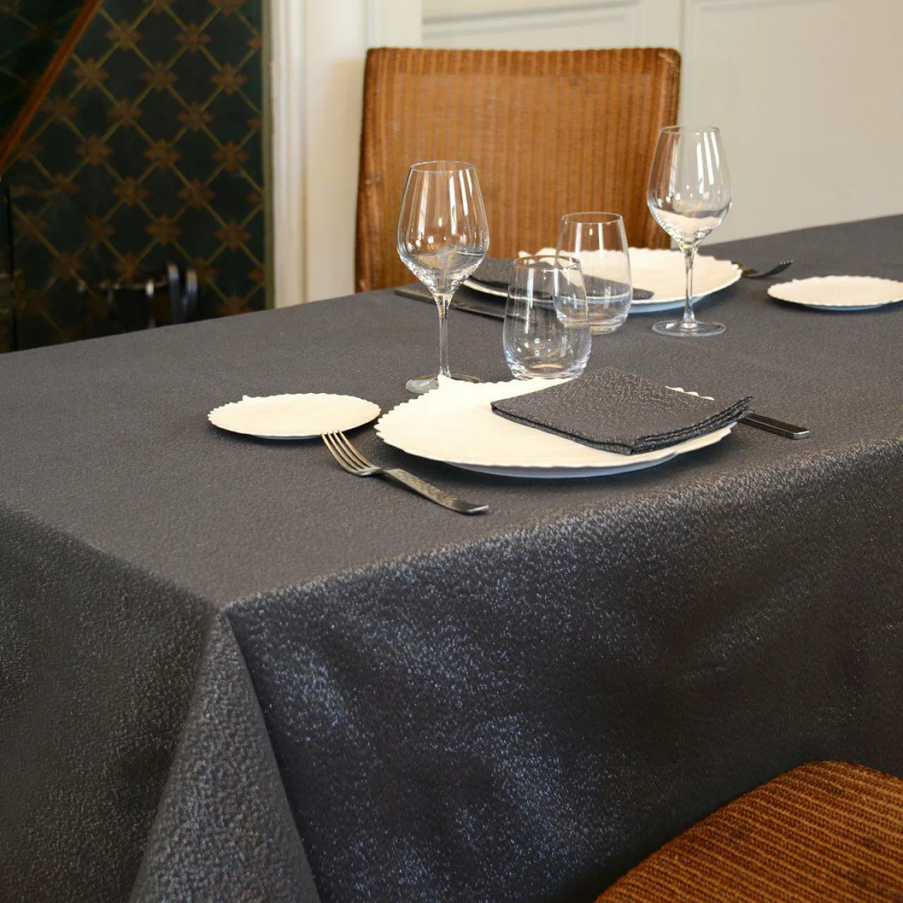 Nappe Et Chemin De Table|L'EFFET PAPILLON Nappe de Noël rectangulaire (150 x 240 cm) Etincelle Anthracite