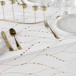 Nappe Et Chemin De Table|douceur d'intu017drieur Nappe de Noël rectangulaire anti tache (140 x 240 cm) Firmament et doré Blanc