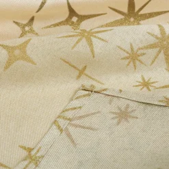Nappe Et Chemin De Table|JJA Nappe de Noël rectangulaire (140 x 240 cm) Étoiles Célestes et doré Beige