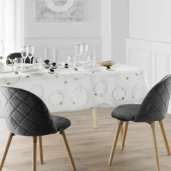 Nappe Et Chemin De Table|douceur d'intu017drieur Nappe de Noël rectangulaire anti tache (150 x 300 cm) Star et doré Blanc