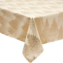 Nappe Et Chemin De Table|JJA Nappe de Noël rectangulaire (140 x 240 cm) Fêt de Sapin Or