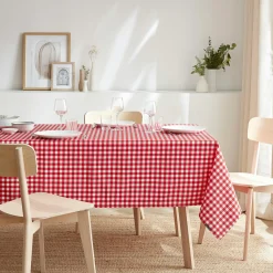 Nappe De Table|EMINZA Nappe rectangulaire anti tache (140 x 250 cm) Elise Vichy Rouge Vichy-rouge