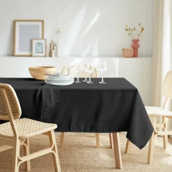 Nappe De Table|EMINZA Nappe rectangulaire anti tache (140 x 300 cm) Elise e Noir