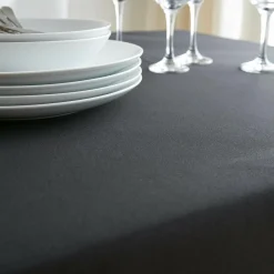 Nappe De Table|EMINZA Nappe rectangulaire anti tache (140 x 300 cm) Elise e Noir