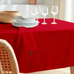 Nappe De Table|EMINZA Nappe rectangulaire anti tache (140 x 250 cm) Elise Rouge