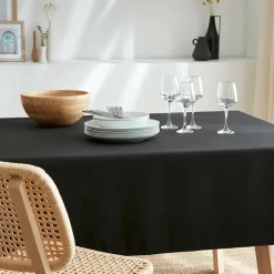 Nappe De Table|EMINZA Nappe rectangulaire anti tache (140 x 250 cm) Elise e Noir