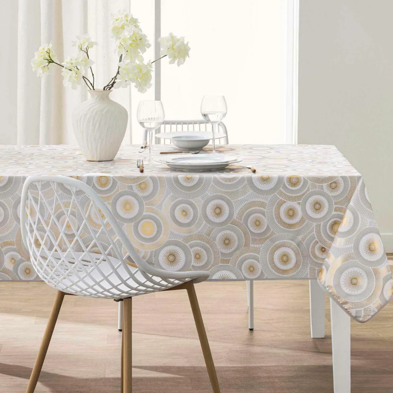 Nappe De Table|douceur d'intu017drieur Nappe rectangulaire antitache (145 x 240 cm) Eclipse he Blanc