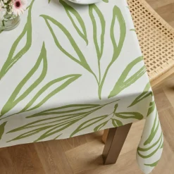 Nappe De Table|EMINZA Nappe rectangulaire coton enduit (150 x 250 cm) Galice Vert Eucalyptus
