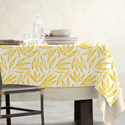 Nappe De Table|EMINZA Nappe rectangulaire coton enduit (150 x 350 cm) Galice Jaune moutarde