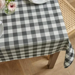 Nappe De Table|EMINZA Nappe rectangulaire coton enduit (150 x 250 cm) Vichy e Noir