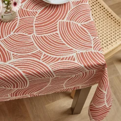 Nappe De Table|EMINZA Nappe rectangulaire coton enduit (150 x 350 cm) Sarah Terracotta