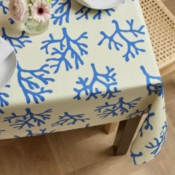 Nappe De Table|EMINZA Nappe rectangulaire coton enduit (150 x 250 cm) Moorea e Bleu
