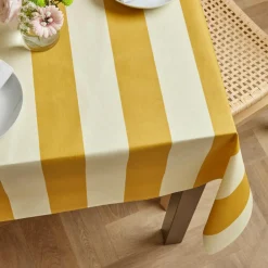 Nappe De Table|EMINZA Nappe rectangulaire coton enduit (150 x 350 cm) Clementine Jaune moutarde