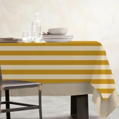 Nappe De Table|EMINZA Nappe rectangulaire coton enduit (150 x 350 cm) Clementine Jaune moutarde