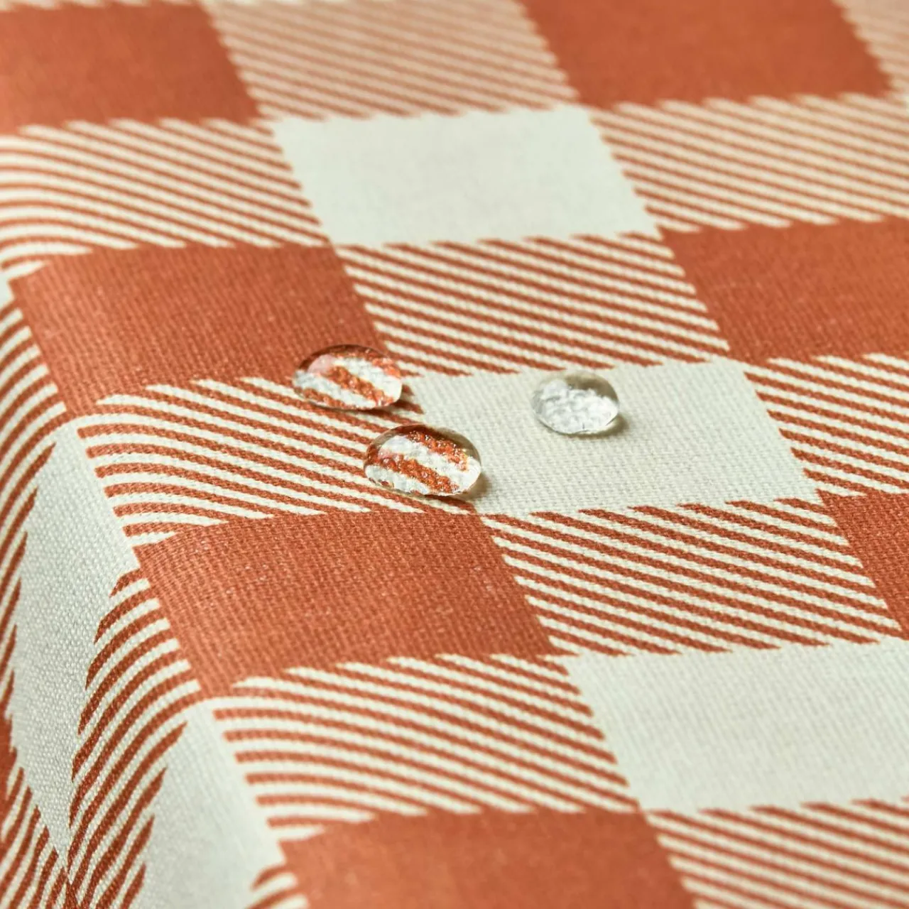 Nappe De Table|EMINZA Nappe rectangulaire coton enduit (150 x 250 cm) Vichy Terracotta