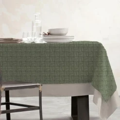 Nappe De Table|EMINZA Nappe rectangulaire coton enduit (150 x 350 cm) Paolo e Vert
