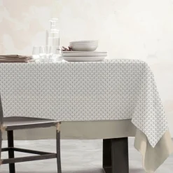 Nappe De Table|EMINZA Nappe rectangulaire coton enduit (150 x 350 cm) Clara e Gris