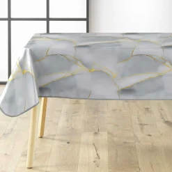 Nappe De Table|douceur d'intu017drieur Nappe rectangulaire enduite PVC (140 x 240 cm) Marbrelle e Gris