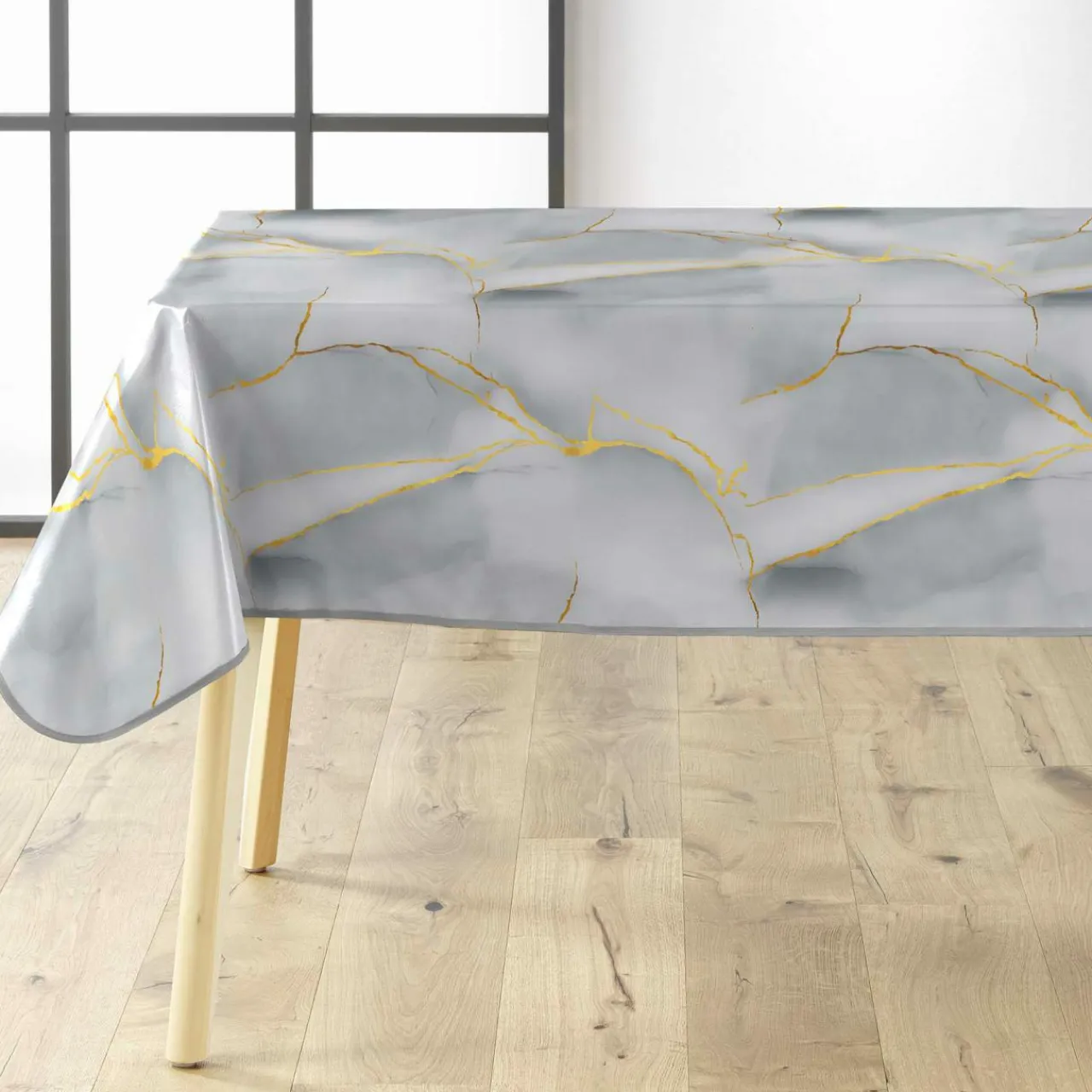 Nappe De Table|douceur d'intu017drieur Nappe rectangulaire enduite PVC (140 x 240 cm) Marbrelle e Gris