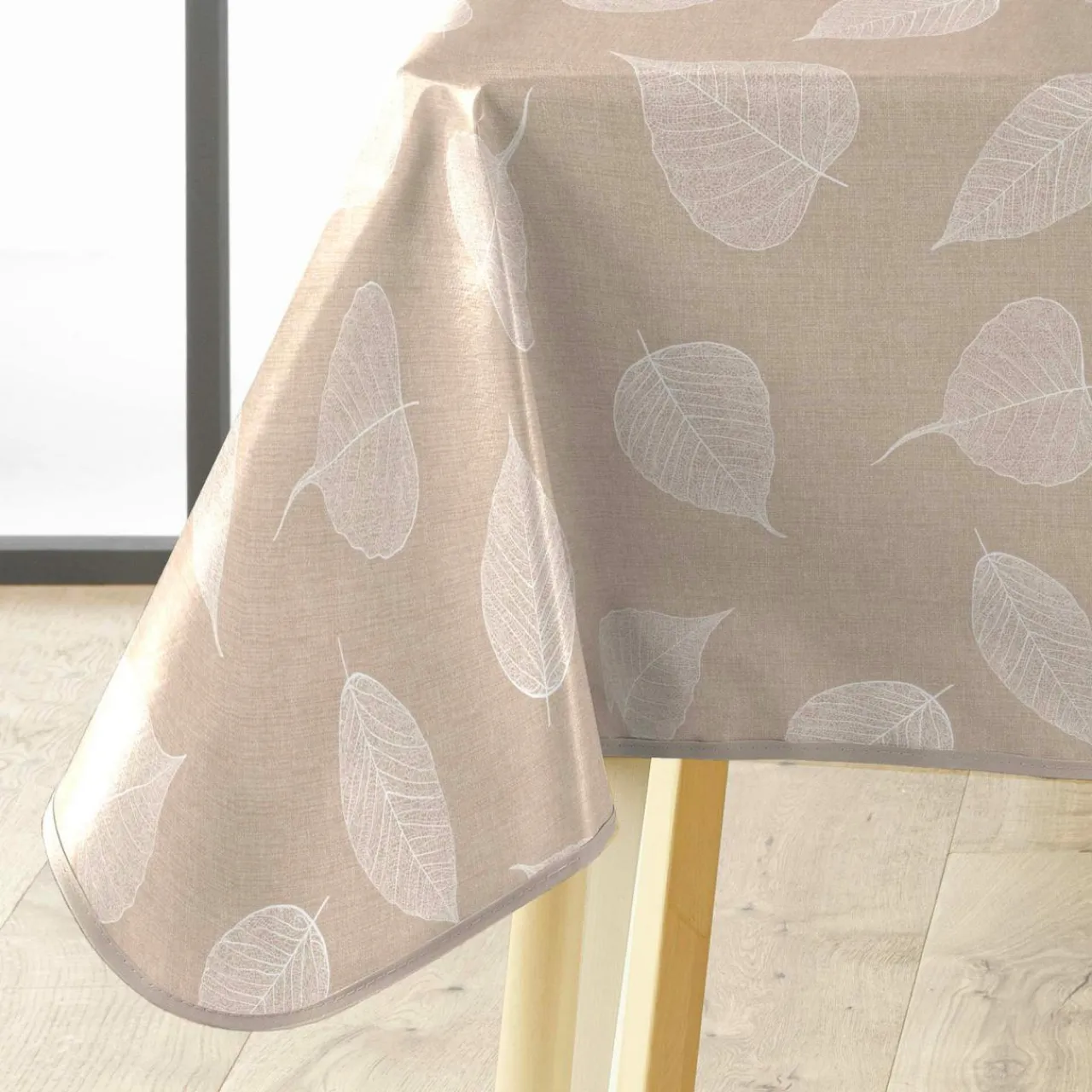 Nappe De Table|douceur d'intu017drieur Nappe rectangulaire enduite PVC (140 x 240 cm) Feuillys he Blanc