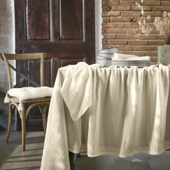 Nappe De Table|EMINZA Nappe rectangulaire gaze de coton (150 x 250 cm) Gaïa pampa Beige