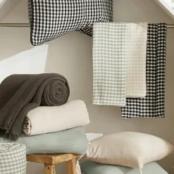 Nappe De Table|EMINZA Nappe rectangulaire gaze de coton (150 x 250 cm) Gaïa vichy e Noir