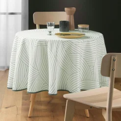 Nappe De Table|DOUCEUR D'INTERIEUR Nappe ronde anti tache (180 cm) Linea he Blanc