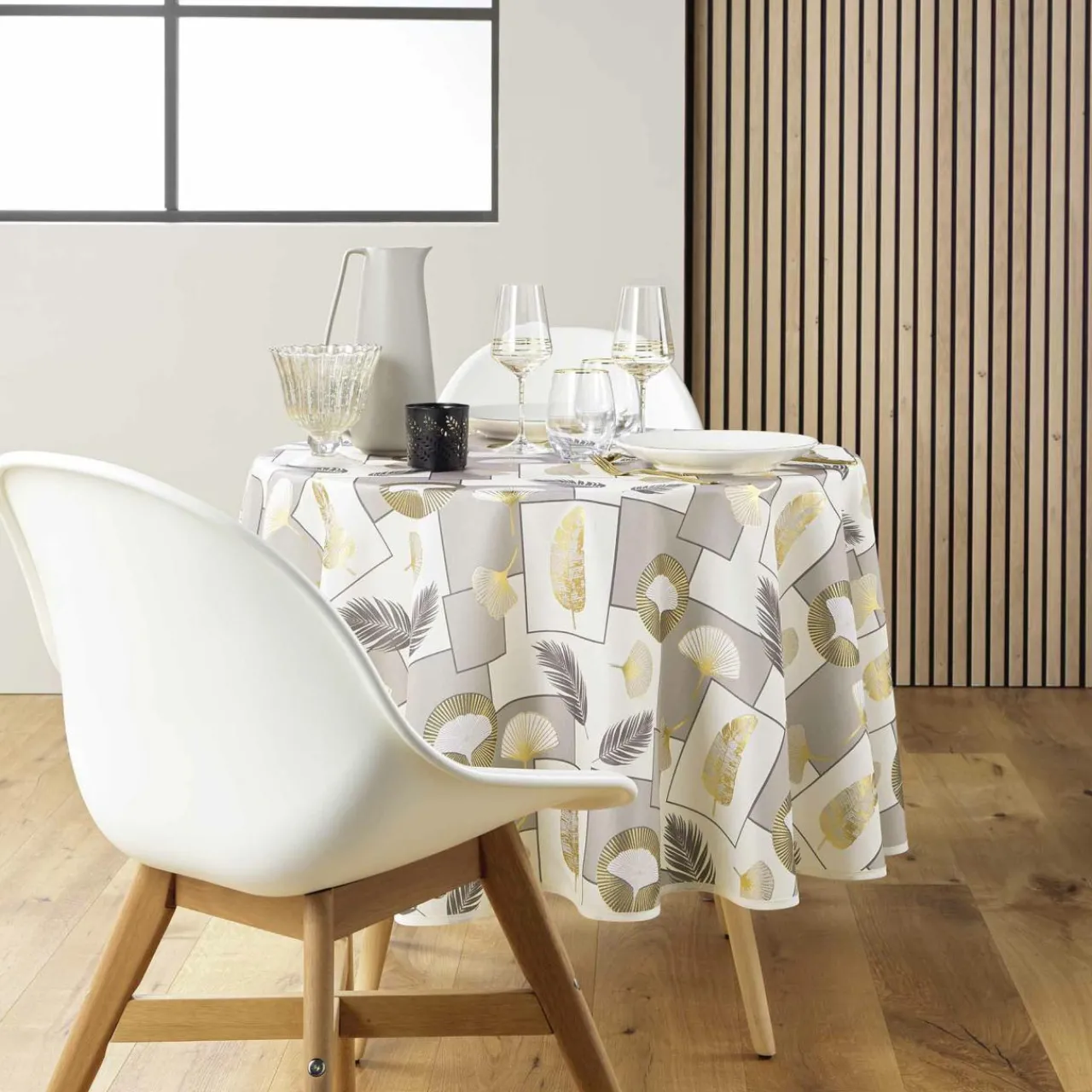 Nappe De Table|douceur d'intu017drieur Nappe ronde anti tache (180 cm) Natane Beige