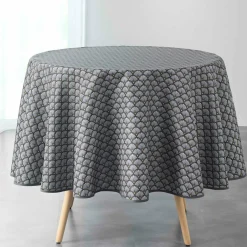 Nappe De Table|DOUCEUR D'INTERIEUR Nappe ronde anti tache (D180 cm) Artchic Gris Anthracite
