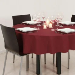 Nappe De Table|ATMOSPHERA Nappe ronde anti tache (D180 cm) Lina Rouge Bordeaux