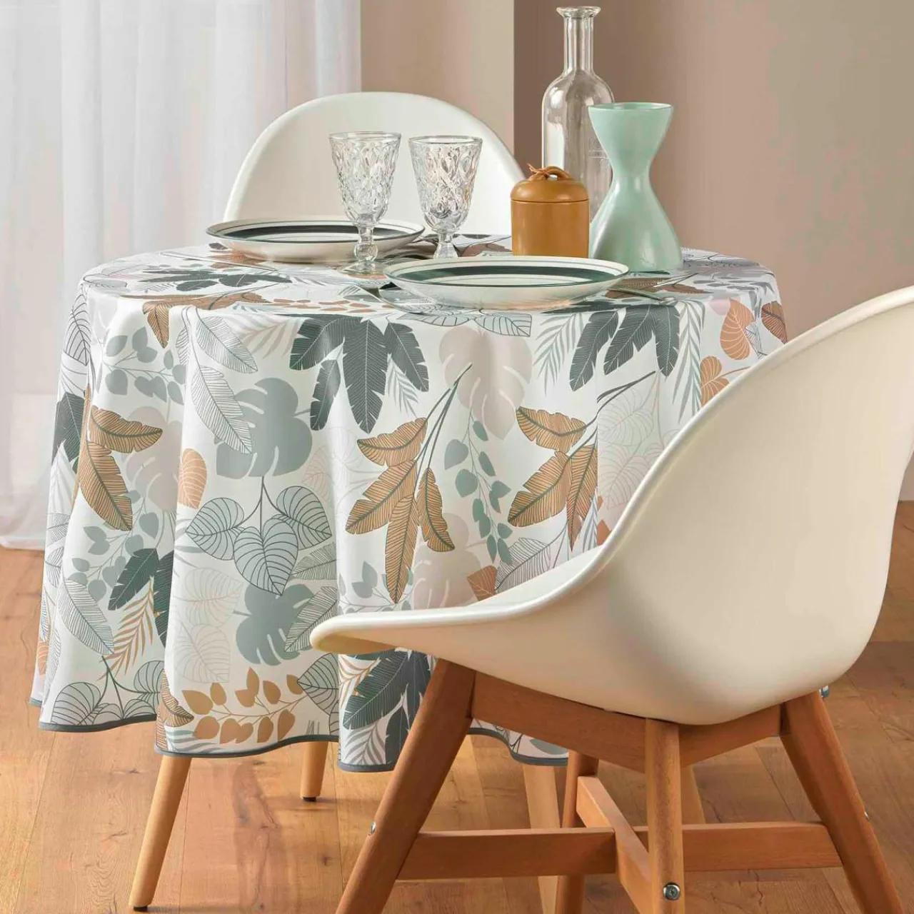 Nappe De Table|douceur d'intu017drieur Nappe ronde antitache (180 cm) Fidji e Vert