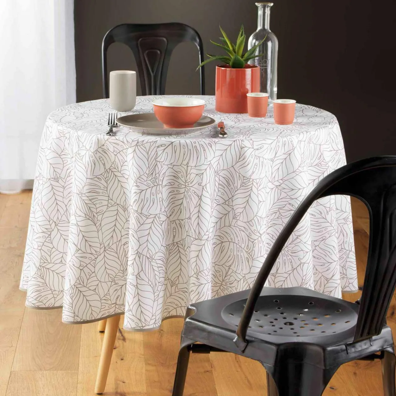 Nappe De Table|DOUCEUR D'INTERIEUR Nappe ronde anti-taches (D180 cm) Solea he Blanc