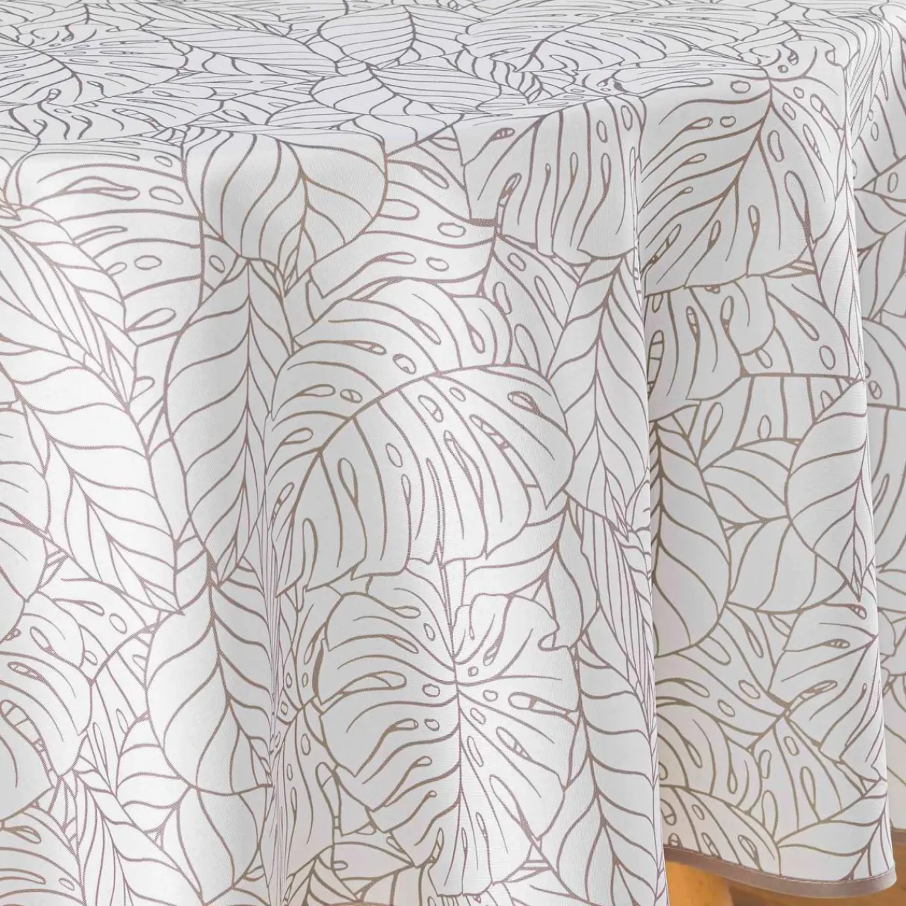 Nappe De Table|DOUCEUR D'INTERIEUR Nappe ronde anti-taches (D180 cm) Solea he Blanc