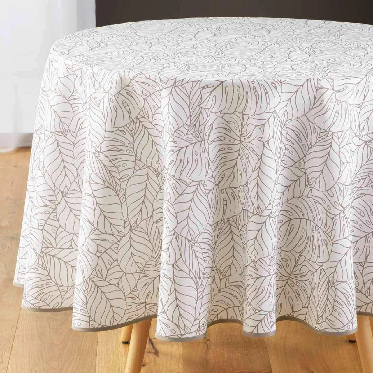 Nappe De Table|DOUCEUR D'INTERIEUR Nappe ronde anti-taches (D180 cm) Solea he Blanc