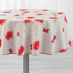Nappe De Table|DOUCEUR D'INTERIEUR Nappe ronde (D180 cm) Sweet Poppy Rouge