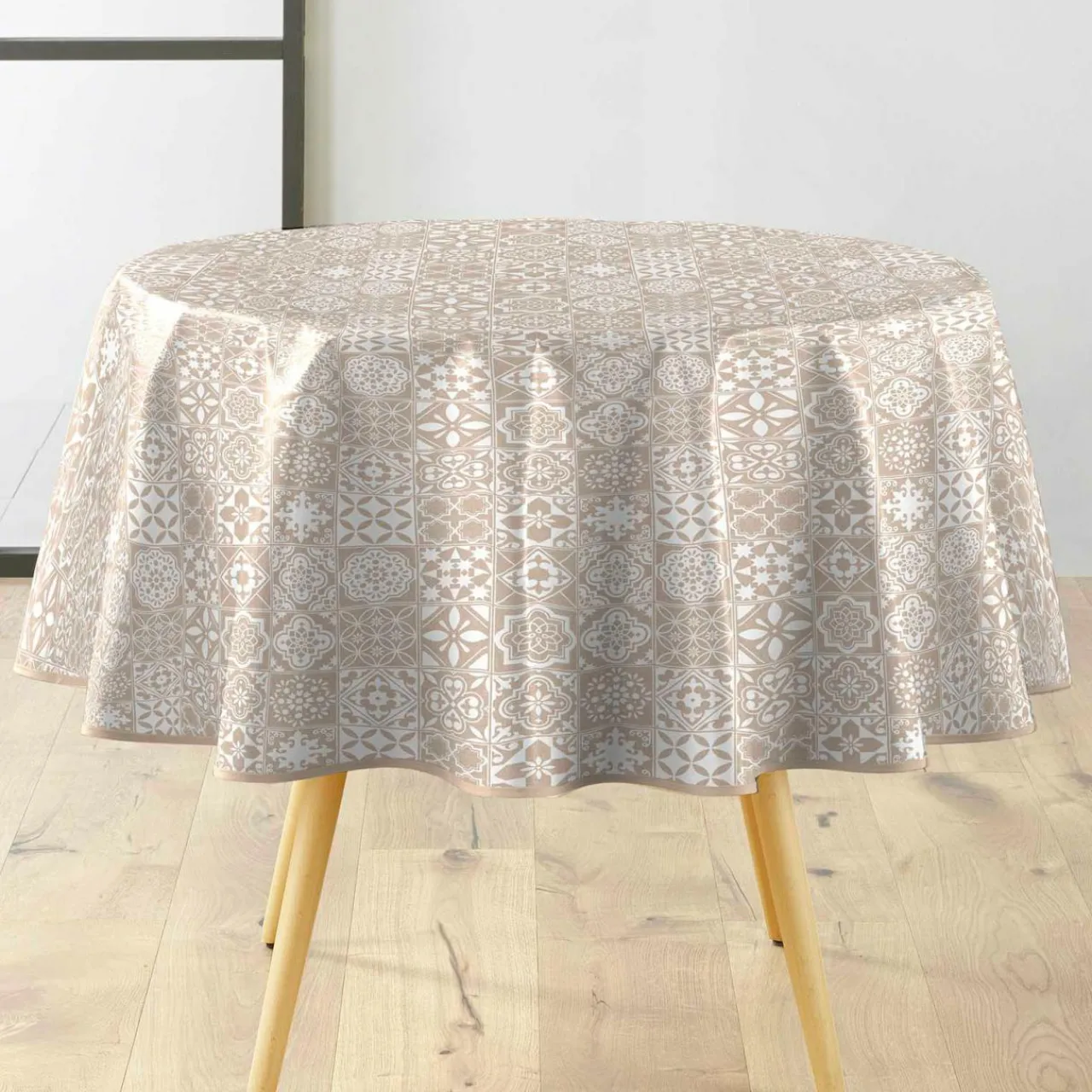 Nappe De Table|douceur d'intu017drieur Nappe ronde enduite PVC (160 cm) Carella he Blanc