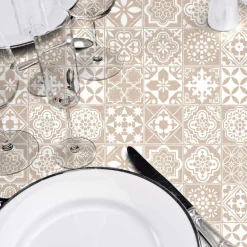 Nappe De Table|douceur d'intu017drieur Nappe ronde enduite PVC (160 cm) Carella he Blanc